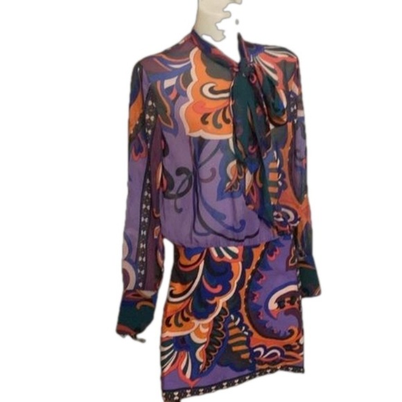 Zara Dresses & Skirts - Zara mine dress tied high collar front slit long sleeve. NWOT